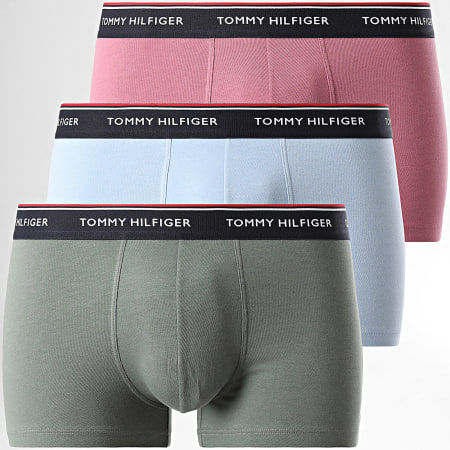 Tommy Hilfiger - Set van 3 Trunk Boxers 3842 Lichtblauw Khaki Groen Baksteen Rood