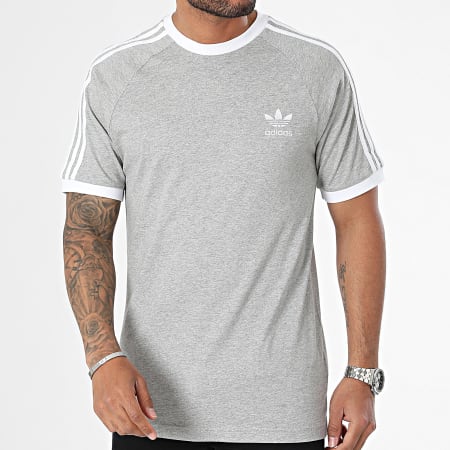 Adidas Originals - Tee Shirt A Bandes Stripes IA4848 Gris Chiné
