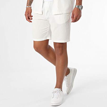 Frilivin - Ensemble Chemise Manches Courtes Et Short Jogging Blanc