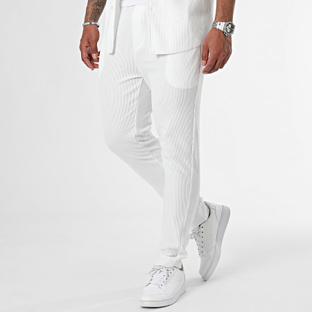 Frilivin - Conjunto blanco de camisa de manga corta y pantalón