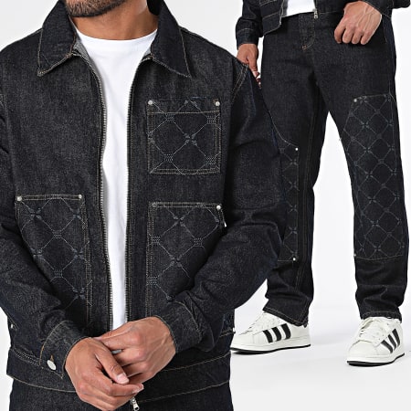 Frilivin - Raw Blue Jeans en Jeans Zip Jacket Set