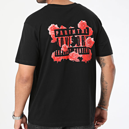 Parental Advisory - Oversize Tee Shirt Large Flor Negro