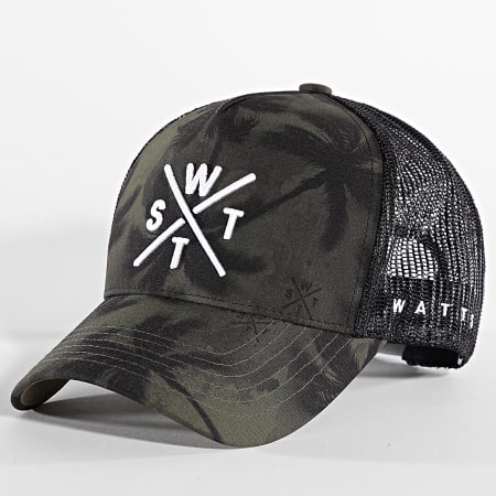 Watts - Casquette Trucker Tribe Noir Vert Kaki