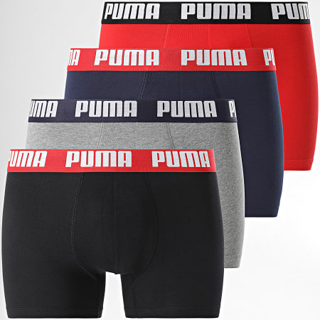 Puma - Juego de 4 bóxers 701227791 Rojo Negro Azul marino Gris brezo