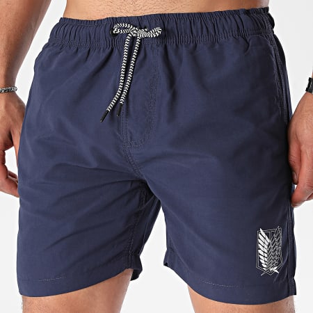 Attaque des Titans - Short De Bain Survey Corps Logo Bleu Marine Blanc