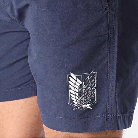 Attaque des Titans - Pantaloncini da bagno con logo Survey Corps Blu Navy Bianco