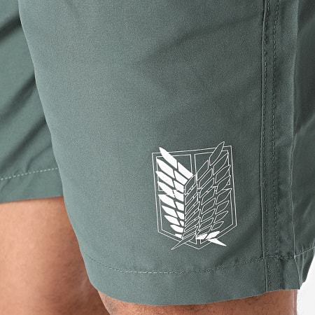 Attaque des Titans - Pantalones cortos de baño Survey Corps Logo Verde Caqui Blanco