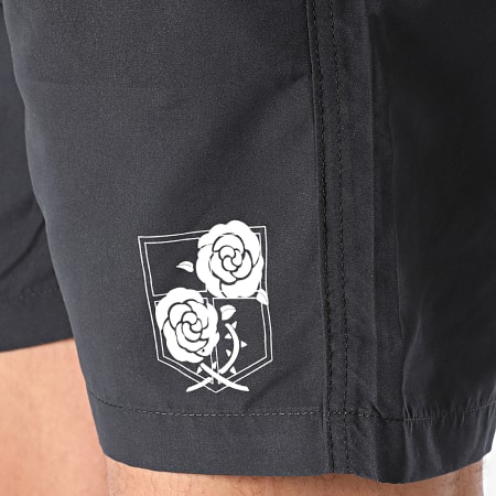 Attaque des Titans - Short De Bain Garrison Roses Noir Blanc