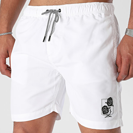 Attaque des Titans - Short De Bain Garrison Roses Blanc Noir