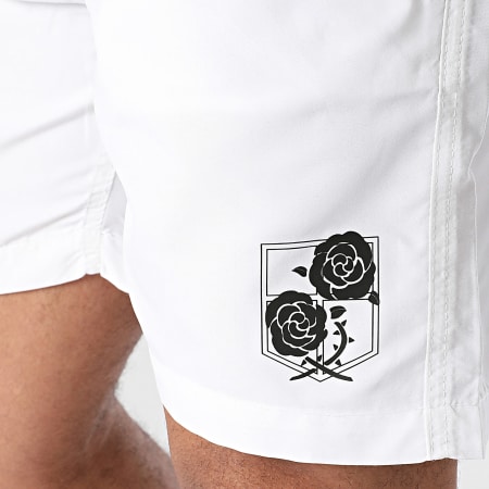 Attaque des Titans - Short De Bain Garrison Roses Blanc Noir