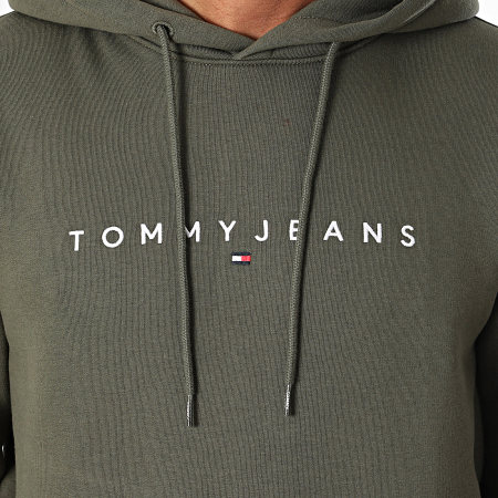 Tommy Jeans - Sweat Capuche Linear Logo 7985 Vert Kaki