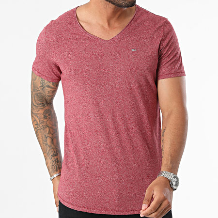 Tommy Jeans - V-hals T-shirt Jaspe 9587 Bordeaux Chiné