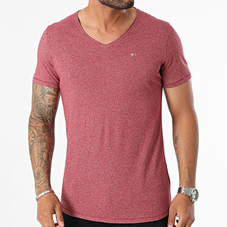 Tommy Jeans - V-hals T-shirt Jaspe 9587 Bordeaux Chiné