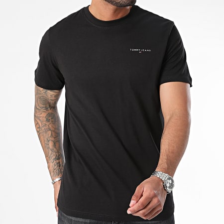 Tommy Jeans - Tee Shirt Slim Linear Chest 8555 Noir