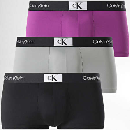 Calvin Klein - NB3532A Negro Violeta Gris Boxer Juego de 3