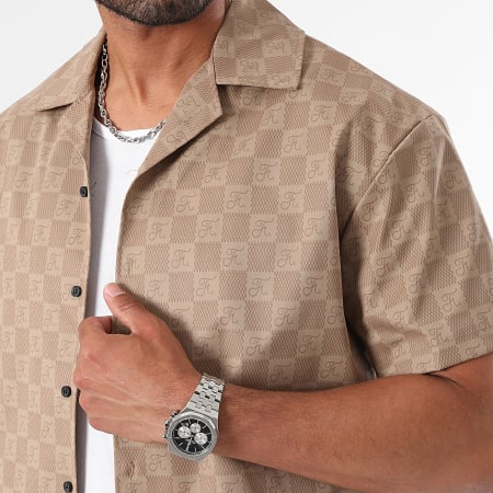 Final Club - Conjunto de camisa de manga corta y pantalón corto Damier Jogging 0060 Beige