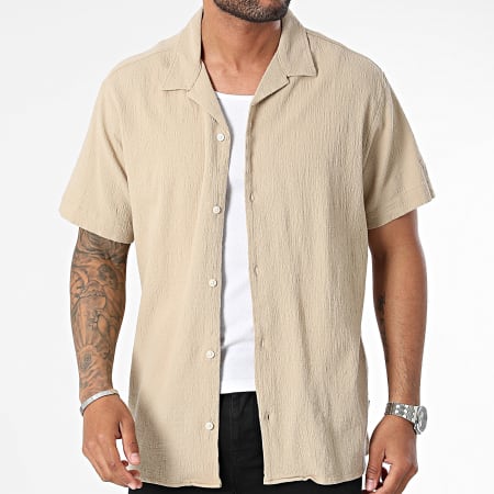 Jack And Jones - Chemise Manches Courtes Luke Crinkle Beige