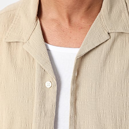 Jack And Jones - Chemise Manches Courtes Luke Crinkle Beige