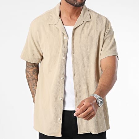 Jack And Jones - Chemise Manches Courtes Luke Crinkle Beige