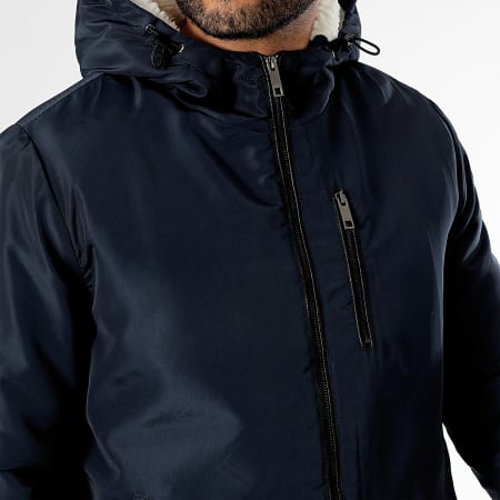 LBO - Veste A Capuche Interieur Sherpa 1342 Bleu Marine