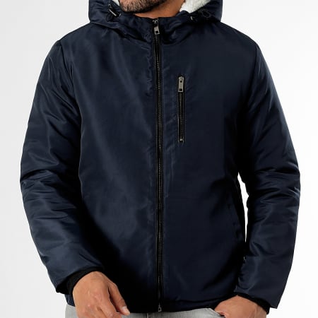 LBO - Veste A Capuche Interieur Sherpa 1342 Bleu Marine