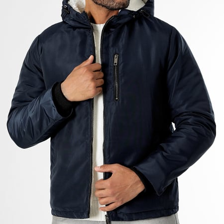 LBO - Veste A Capuche Interieur Sherpa 1342 Bleu Marine