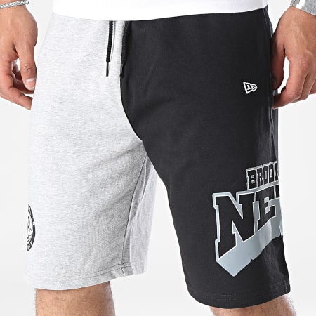 New Era - Pantalón Corto NBA Graphic Brooklyn Nets 60502665 Negro Gris Heather