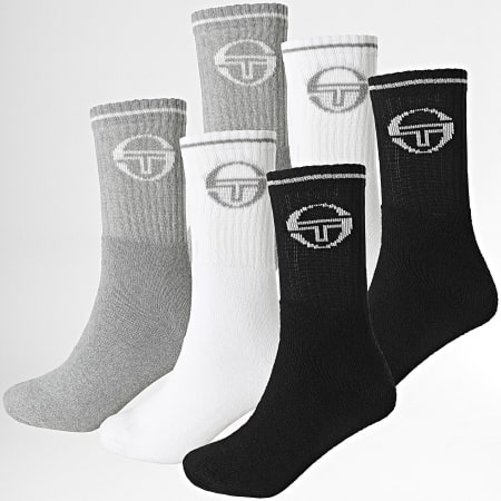 Sergio Tacchini - Confezione da 6 paia di calzini 93302904 Bianco nero grigio erica