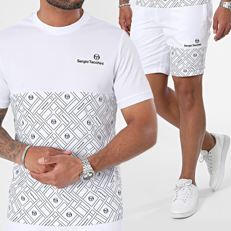 Sergio Tacchini - Set di maglietta e pantaloncini da jogging 40467_118-40469_118 Bianco