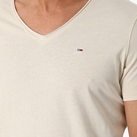 Tommy Jeans - T-shirt con scollo a V Jaspe 9587 Beige Chiné