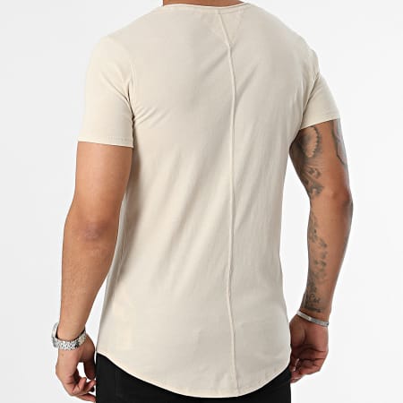 Tommy Jeans - Tee Shirt Col V Jaspe 9587 Beige Chiné