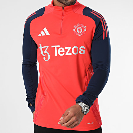 Adidas Sportswear - Tee Shirt Manches Longue A Bandes Manchester United IT4240 Orange Bleu Marine