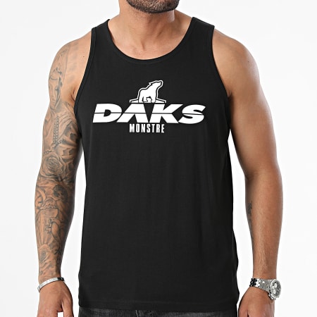 DAKS - Camiseta de tirantes con logotipo en blanco y negro