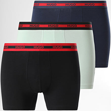 HUGO - Set van 3 Tripl Planet Boxers 50520475 Lichtgroen Marineblauw Zwart