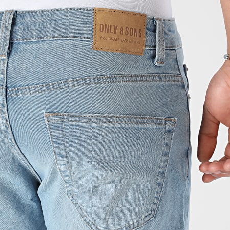 Only And Sons - Pantalones cortos vaqueros con trama azul