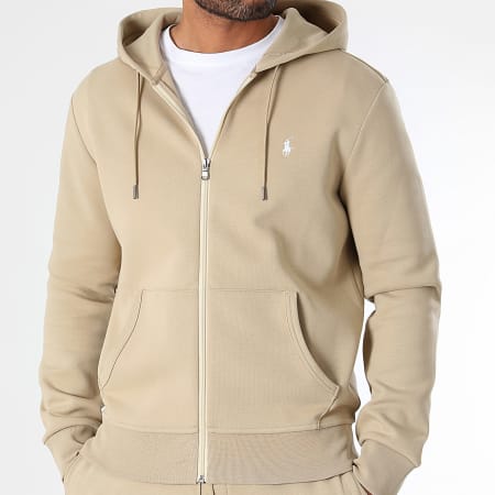 Polo Ralph Lauren - Originele Player Hooded Zip Sweat Top Donker Beige