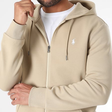 Polo Ralph Lauren - Originele Player Hooded Zip Sweat Top Donker Beige