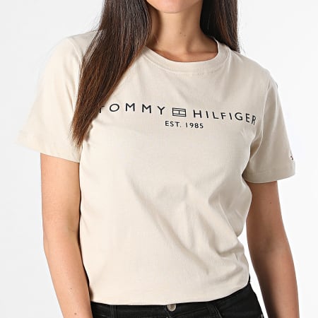 Tommy Hilfiger - Tee Shirt Femme Corp Logo 0276 Beige