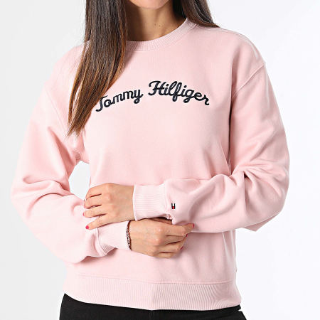 Tommy Hilfiger - Felpa girocollo donna Reg Script 2615 Rosa