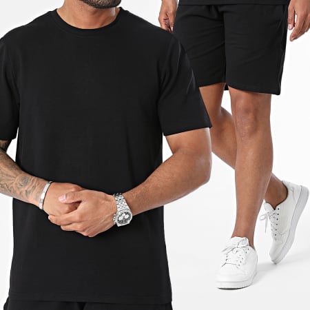 Black Industry - Conjunto de camiseta oversize negra y pantalón corto de jogging