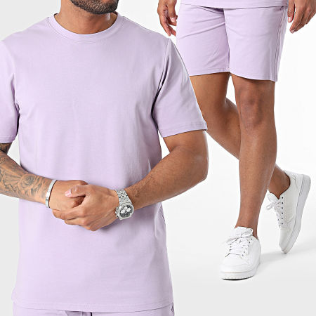 Black Industry - Conjunto de camiseta oversize y pantalón corto jogging morado claro