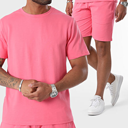 Black Industry - Oversized T-shirt en roze joggingshortset