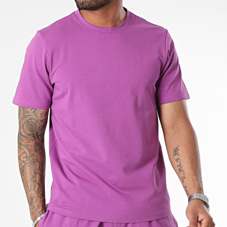 Black Industry - Conjunto de camiseta oversize y pantalón corto jogging morado