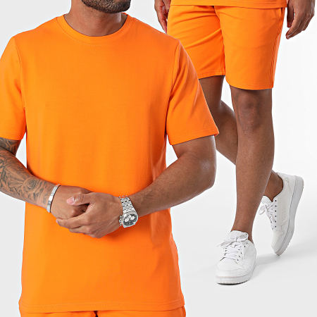 Black Industry - Conjunto de camiseta oversize y pantalón corto naranja