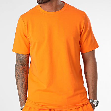 Black Industry - Conjunto de camiseta oversize y pantalón corto naranja