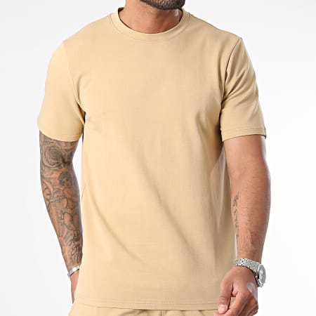 Black Industry - Beige oversized T-shirt en joggingshortset