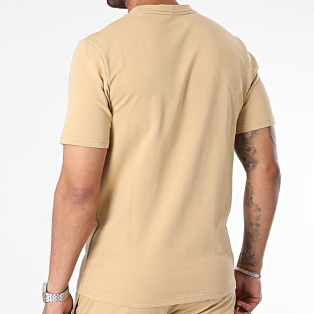 Black Industry - Beige oversized T-shirt en joggingshortset