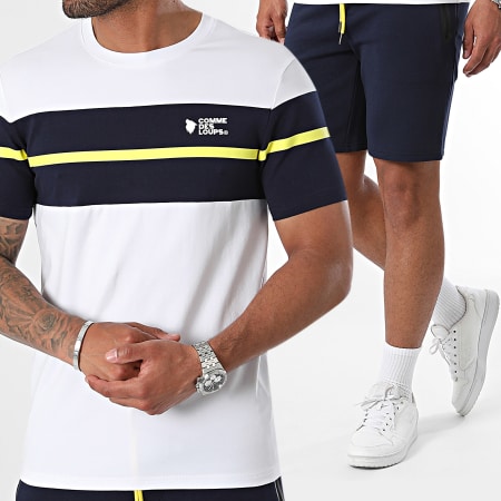 Comme Des Loups - Conjunto de camiseta y pantalón corto Wimbledon Rivière White Navy