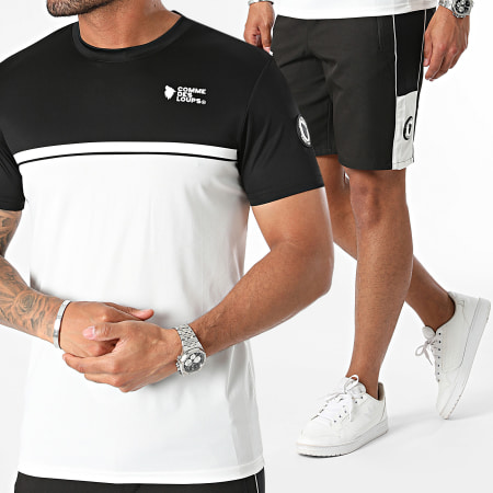 Comme Des Loups - Fresco conjunto de camiseta blanca negra y pantalón corto de jogging