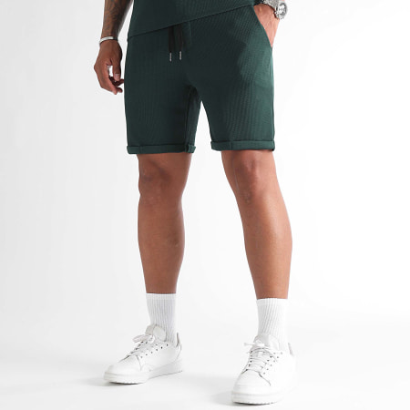 LBO - Textured Waffle Polo Manga Corta Y Jogging Short Set 1348 Bottle Green